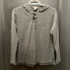 For The Republic - Woman's Sweater - Small - Grey Knit Sweater - Hooded Sweater